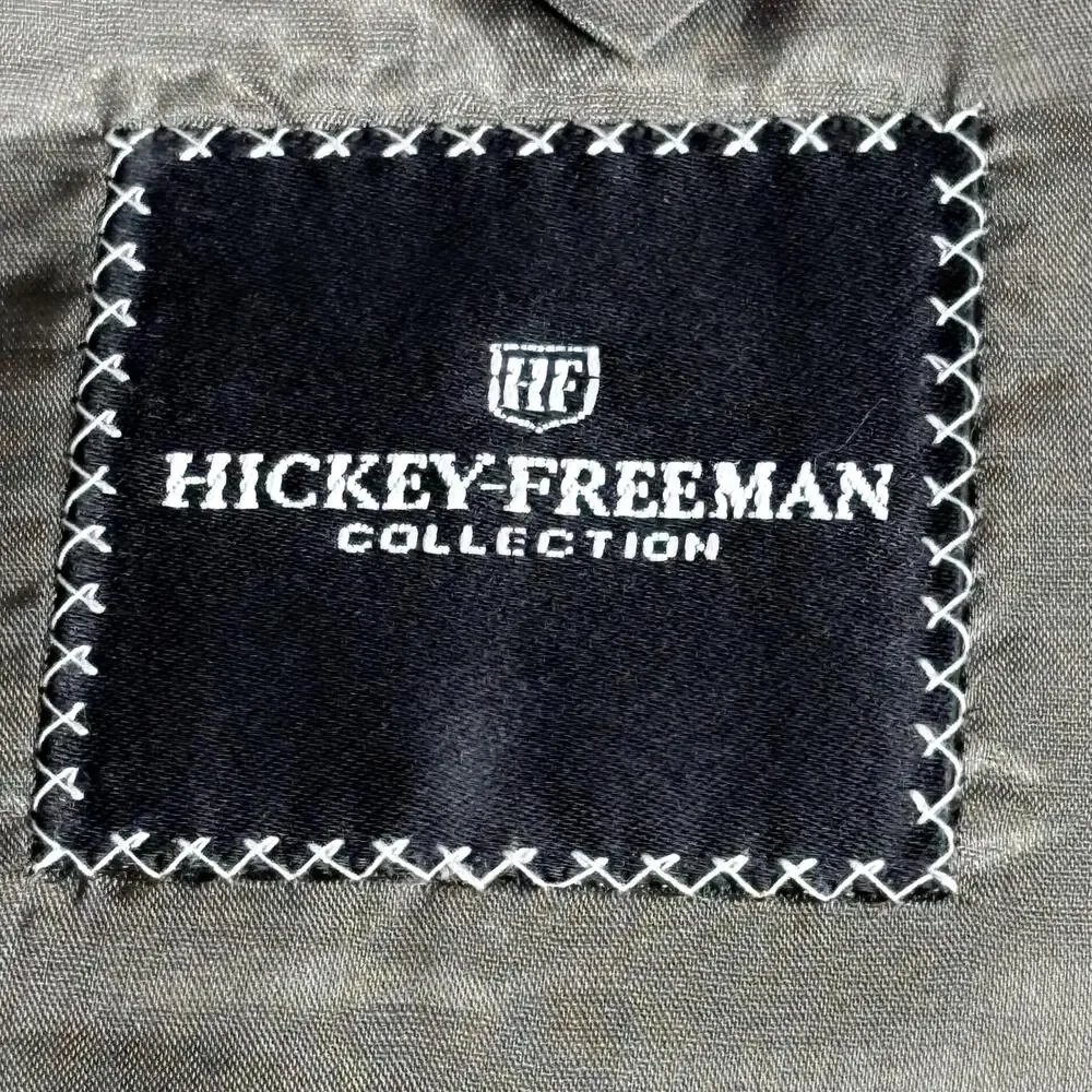 Vintage Hickey Freeman Blazer Mens 46 Long Taupe 100% Wool Boardroom Union USA